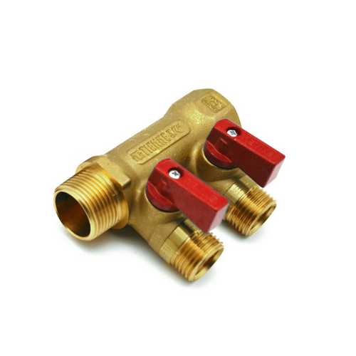 TIEMM COLLETTORE NINO 2 VIE CON VALVOLE A SFERA 3/4 x 1/2 2 vie Blu