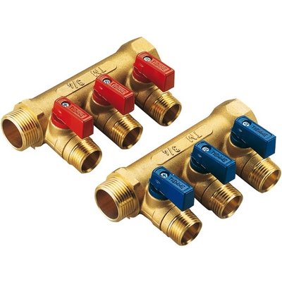 TIEMM 320-1823 COLLETTORE NINO GIALLO C/VALVOLA A SFERA DA 3/4 x 16   3 VIE