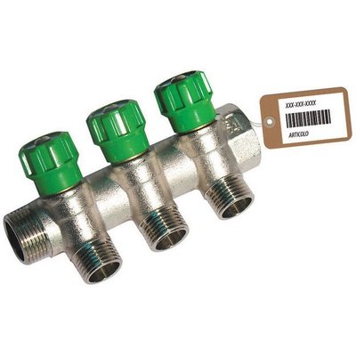 FAIDF 320-B18663F COLLETTORE LINEARE CON RUBINETTI D'ARRESTO 3 DERIVAZIONI IMPEX F-BRICO