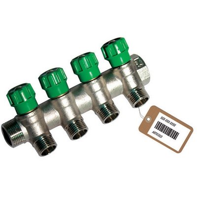 FAIDF 320-B18664F COLLETTORE LINEARE CON RUBINETTI D'ARRESTO 4 DERIVAZIONI IMPEX F-BRICO