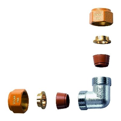 FAR 321-5880-22 GOMITO DOPPIO COMPLETO DI KIT DI TENUTA PER IMPIANTI SOLARI