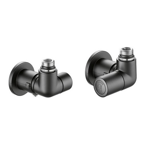 CALEF VALVOLA TERMOSTATIZZABILE + DETENTORE A SQUADRA NERO VERSIONE DX 1/2