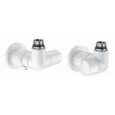 CALEF 323-400401 VALVOLA + DETENTORE A SQUADRA SX TERMOSTATIZZABILE BIANCA
