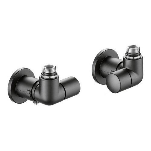 CALEF VALVOLA TERMOSTATIZZABILE + DETENTORE A SQUADRA NERO VERSIONE SX 1/2