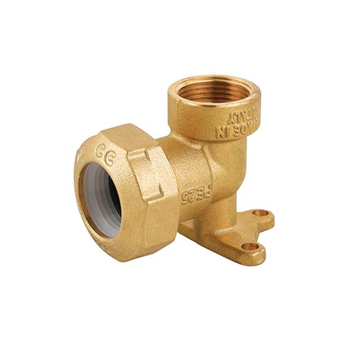 FAIDF GOMITO FEMMINA CON FLANGIA IN OTTONE PER TUBO PE 3/4x25 -CONF