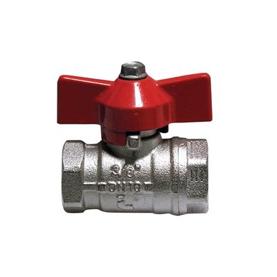 FAIDF VALVOLA A SFERA FF CON FARFALLA LEVA ROSSA 3/8