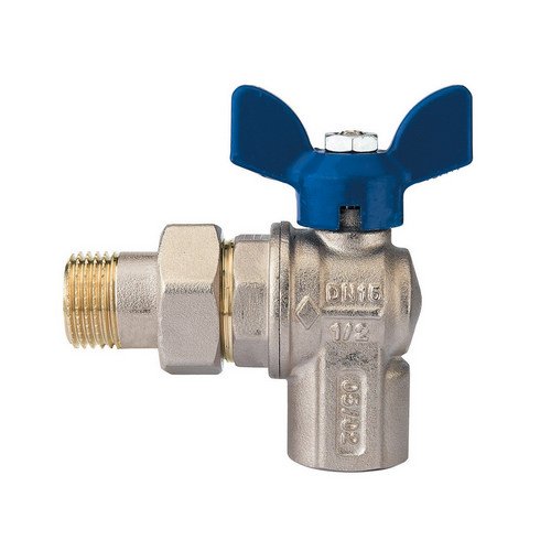 RB 354-R4624-04 VALVOLA A SFERA A SQUADRA PER COLLETTORI CON FARFALLA IN ALLUMINIO BLU