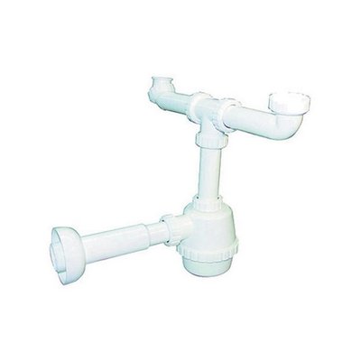 DH 371-301 SIFONE PVC 2 VIE S / PILETTA PER PORCELLANA CON CANOTTO
