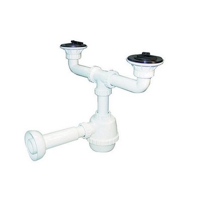 DH 371-303 SIFONE PVC 2 VIE C / PILETTA PER PORCELLANA CON CANOTTO