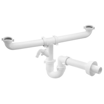 BONOM 371-3264 SIFONE PER LAVELLO MAGNUM 2 VIE AUTOPULENTE CON ATTACCO LAVATRICE