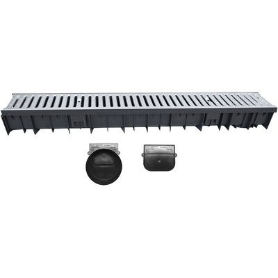DH 380-584-100 CANALE WAVEDRAIN CON GRIGLIA ACCIAIO ZINCATO + TESTATA E SCARICO D.110