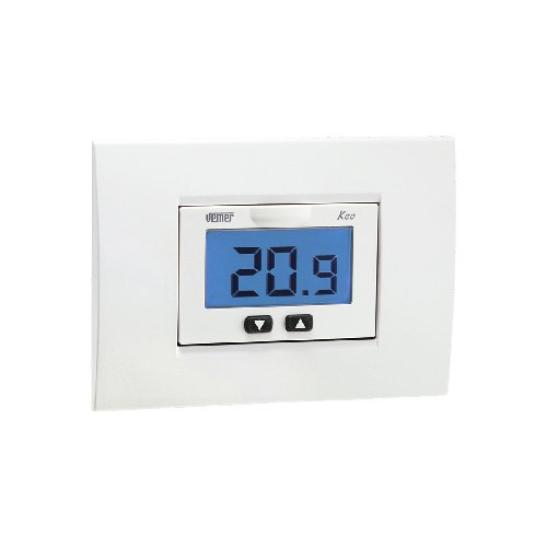 VEMER TERMOSTATO ELETTRONICO DA INCASSO KEOB LCD Bianco Grigio
