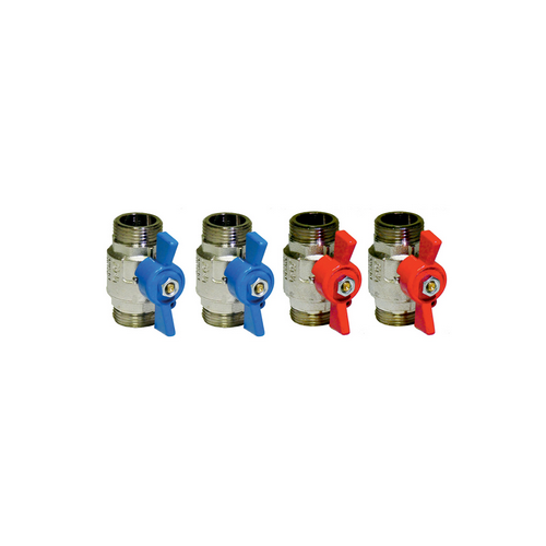 MAXIF 4 PZ KIT RUBINETTI VALVOLE A SFERA 2 LEVA ROSSA  2 LEVA BLU 3/4