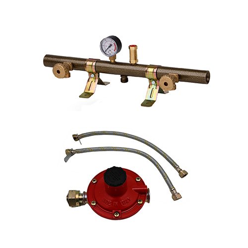 GNALI 420-F2103FR-02 CENTRALINA GAS TUBOLARE 2 ELEMENTI CON MANOMETRO VALVOLA E FLESSIBILE