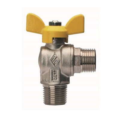 RB 424-R9087-04 VALVOLA A SFERA PER GAS A SQUADRA, FIL. MASCHIO CON ATT. MASCHIO