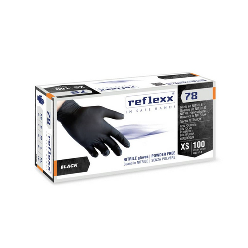 REFLE 100 PZ GUANTI IN NITRILE NERO SENZA POLVERE R78 Taglia M