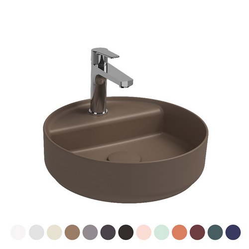 NYMO  LAVABO D'APPOGGIO ROTONDO CON FORO RUBINETTO INFINITY Avorio Opaco  L. 42 cm