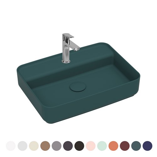 NYMO  LAVABO D'APPOGGIO RETTANGOLARE CON FORO RUBINETTO INFINITY Grigio pietra Opaco  L. 55 cm