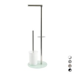 SPIRE - PIANTANA COLONNA ACCIAIO INOX PORTA SCOPINO BASE VETRO OVALE