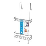 Gheginonline - MENSOLA RETTANGOLARE 2 RIPIANI CON GANCIO DOCCIA