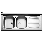 APELL 140-181-DX LAVELLO APPOGGIO IN ACCIAIO INOX CON 2 VASCHETTE