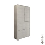 DH    ARMADIO SCARPIERA MULTIUSO CON 2 RIBALTE E 2 ANTE IN NOBILITATO cm L76xH155xP30 Olmo Bianco