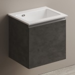 XILON MOBILE LAVATOIO SOSPESO CON LAVABO IN CERAMICA E MANIGLIA A GOLA Bianco Classico - LxP 60x50 cm