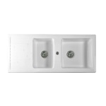 LINPH - LAVELLO DA INCASSO IN CERAMICA MOD. C283 CON 2 VASCHETTE 116 x 50