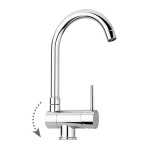 PAFFO - MISCELATORE LAVELLO MONOFORO CON CANNA RECLINABILE STICK