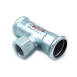 R.M. - T CON DERIVAZIONE FILETTO F A PRESSARE IN ACCIAIO CARBONIO STEEL PRES