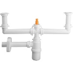 LIRA - SIFONE A BOTTIGLIA PER LAVELLO 2V CON ATTACCO LAVASTOVIGLIE VERT