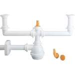 LIRA - SIFONE TIPO M PER LAVELLI A 2 VIE CON ATTACCO LAVASTOVIGLIE VERTICALE