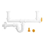 LIRA - SIFONI A TUBO PER LAVELLI A DUE VASCHE CON ATTACCO LAVASTOVIGLIE