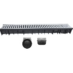 DIANHIDRO - CANALE WAVEDRAIN CON GRIGLIA ACCIAIO ZINCATO + TESTATA E SCARICO D.110