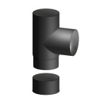 DK - RACCORDO IN ACCIAIO AL CARBONIO SMALTATO T FF CON TAPPO P/STUFE LEGNA