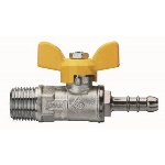 RB - VALVOLA A SFERA PER GAS FIL. M CON PORTAGOMMA E FARFALLA IN ALLUMINIO