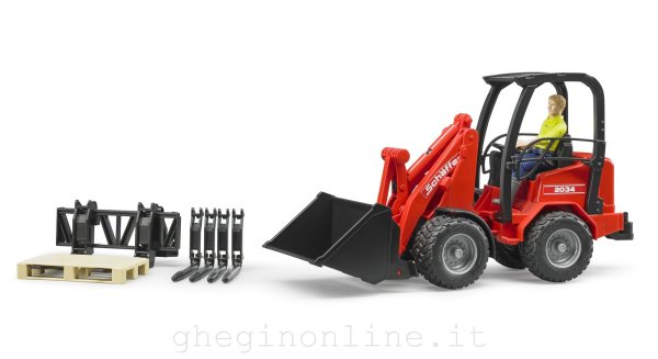 Mezzo cantiere Bruder 02191 SCHAEFFER Ruspa con personaggio e accessor