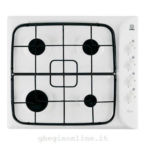 Indesit PI 640 A WH, Nero, Bianco, Da incasso, Gas, 4 Fornello(i), 4 Fornello(i), Rotondo