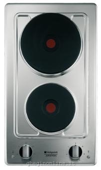 Hotpoint DK 02 (IX) /HA, Nero, Acciaio inossidabile, Da incasso, Piastra sigillata, Acciaio inossidabile, 2 Fornello(i), 2 Fornello(i)