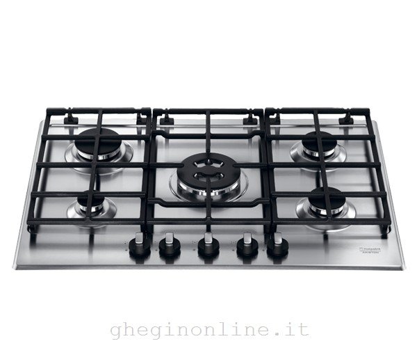 Hotpoint PK 750 T E X/HA, Acciaio inossidabile, Da incasso, Gas, Smaltato, 5 Fornello(i), 5 Fornello(i)