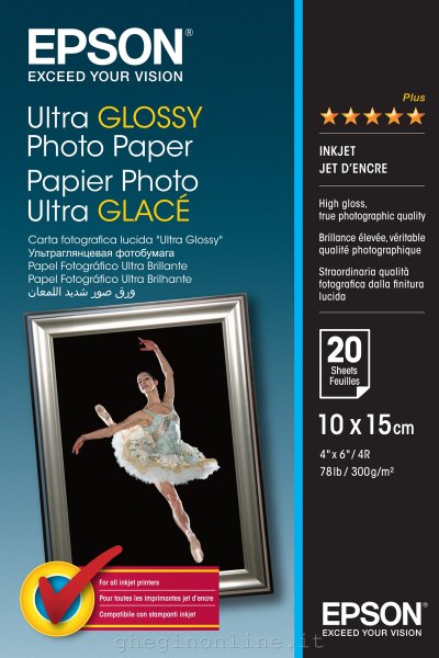 Epson Ultra Glossy Photo Paper - 10x15cm - 20 Fogli