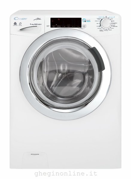 Candy GVSW 496THC-01 lavasciuga Libera installazione Caricamento frontale Cromo, Bianco