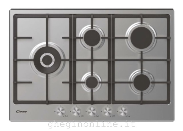 Candy CHG7WLWPX Acciaio inossidabile Da incasso 75 cm Gas 5 Fornello(i)