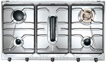 Smeg SPV595-3, Acciaio inossidabile, Da incasso, Gas, 5 Fornello(i), 1050 W, 1650 W