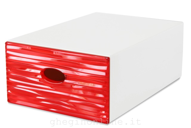 CUKI Cofresco Contenitore Qbox Wave 28 x 40 x 15 Rosso/Trasparente