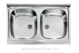 CM mondial 80 x 50 2V Lavello ad incasso Rettangolare Acciaio inossidabile