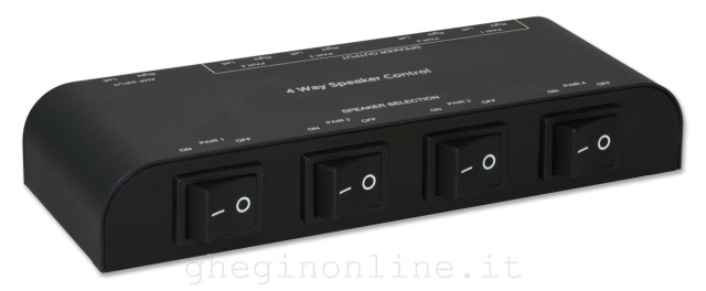 Techly Commutatore audio per casse acustiche 4 vie con Terminali a pressione