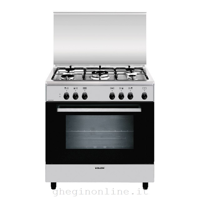 Glem Gas A855EI cucina Piano cottura Nero, Acciaio inossidabile A