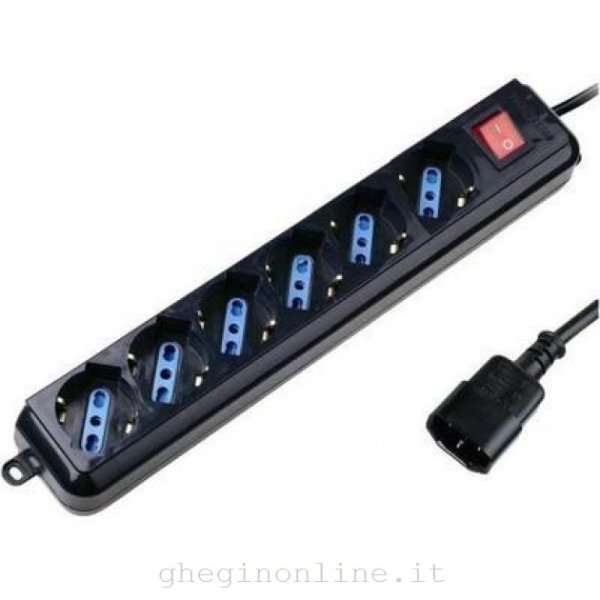 Techly Multipresa 6 Posti Italiana Bipasso con Spina VDE Nero (IUPS-PCP-6V)