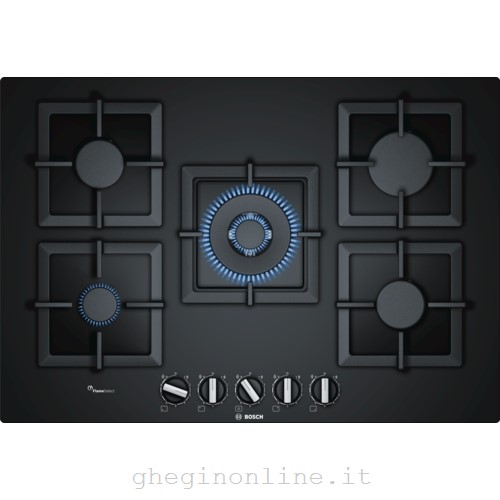 Bosch Serie 6 PPQ7A6B20 piano cottura Nero Da incasso Gas 5 Fornello(i)
